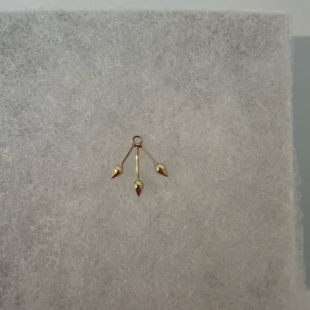 Zoe Chicco Solid 14k Yellow Gold 3 Bullet Stud Charm/Jacket (Single) - Picture 2 of 5